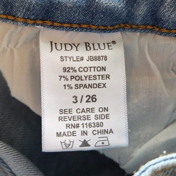 Judy Blue Boyfriend Fit Jeans Size 3 / 26 Waist Light Wash Distressed Stretch - Picture 10 of 10